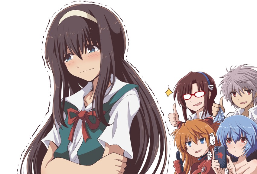 souryuu asuka langley, ayanami rei, ikari shinji, nagisa kaworu, and makinami mari illustrious (neon genesis evangelion and 2 more) drawn by fujitaka_nasu
