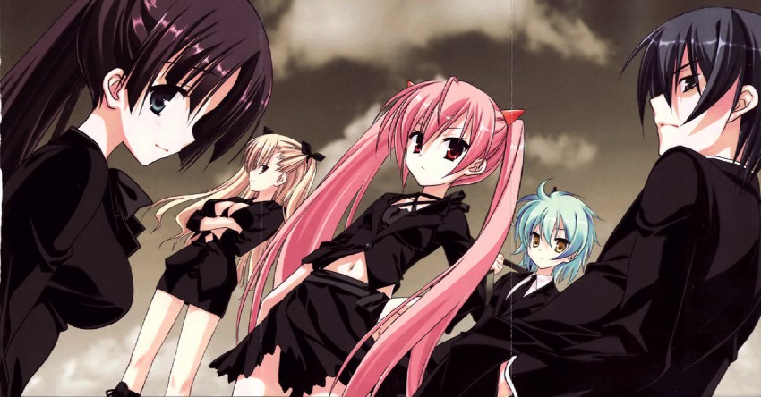 kanzaki h. aria, mine riko, reki, hotogi shirayuki, and tooyama kinji (hidan no aria) drawn by kaimuari