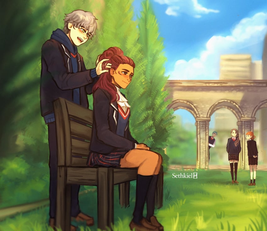 mercedes von martritz, annette fantine dominic, petra macneary, ashe ubert, and caspar von bergliez (fire emblem and 1 more) drawn by sethkiel