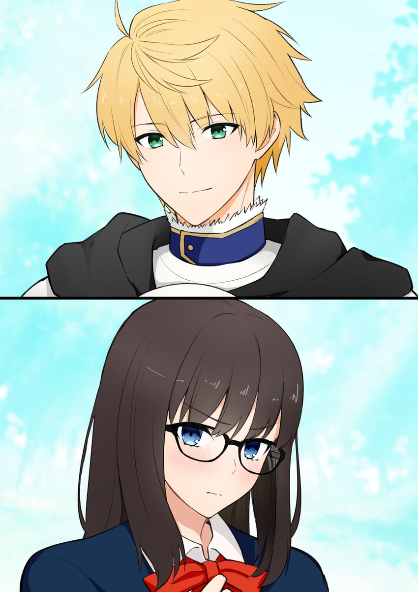 arthur pendragon and sajou ayaka (fate and 1 more) drawn by torinonest