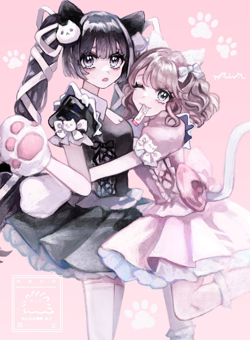 akiyama syu and amanogawa himeno (original) drawn by min_(mts2314)
