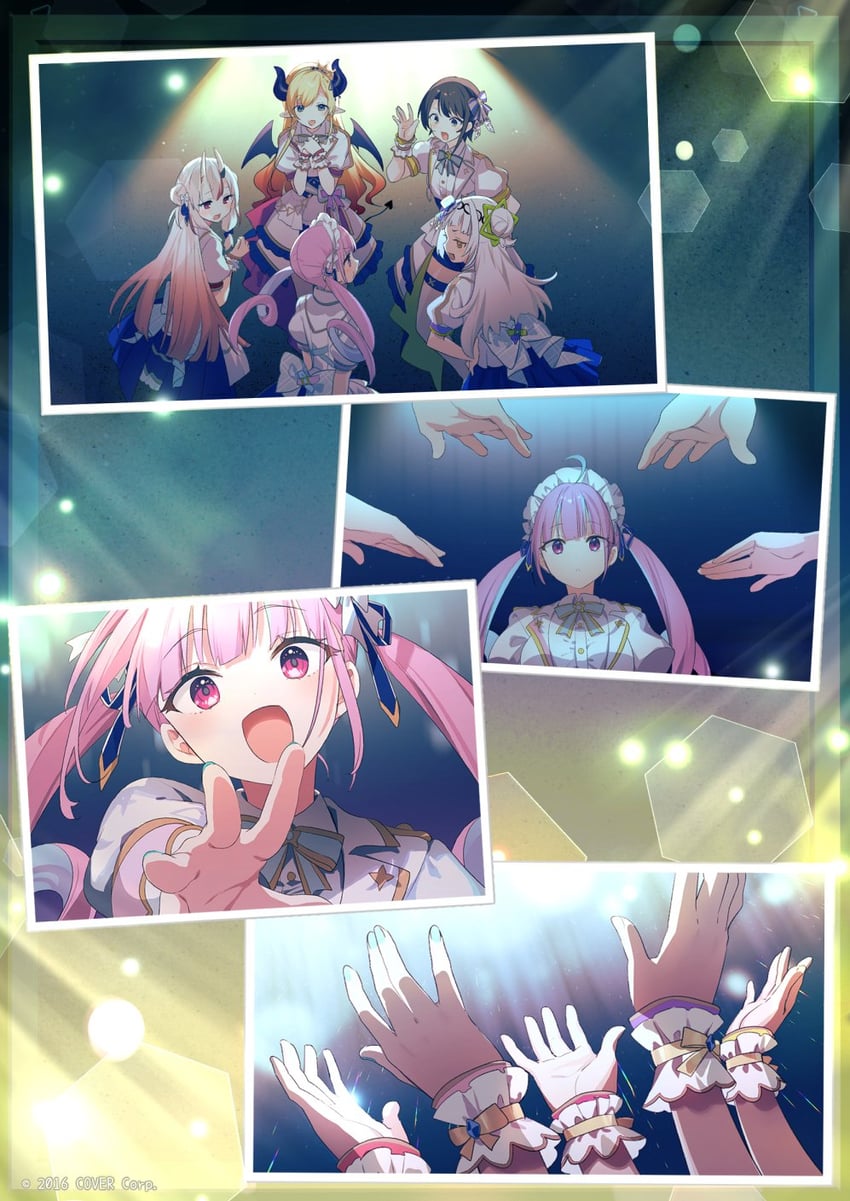 minato aqua, oozora subaru, murasaki shion, nakiri ayame, and yuzuki choco (hololive) drawn by riichu