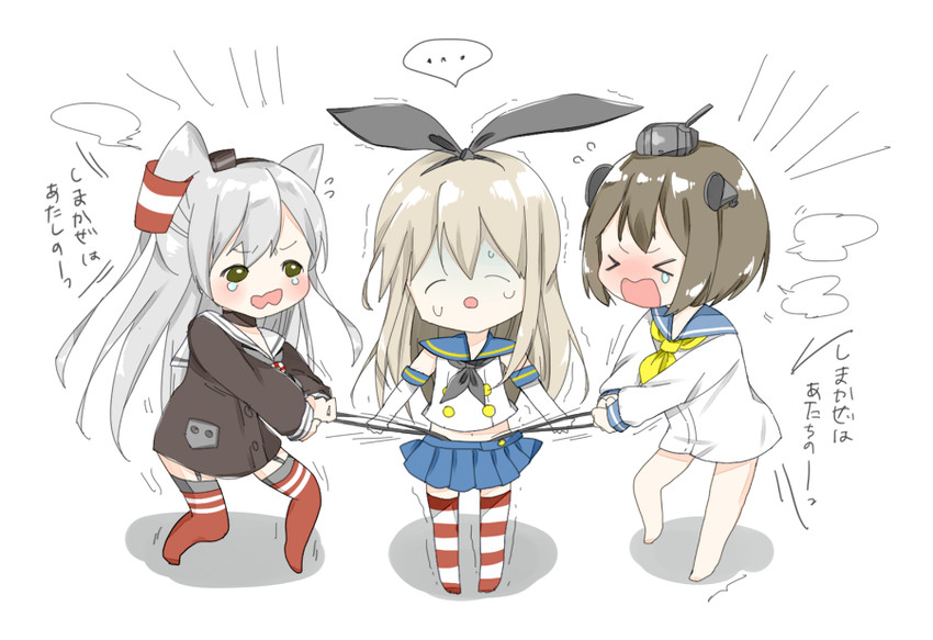 shimakaze, amatsukaze, and yukikaze (kantai collection) drawn by tsuchihara_ai