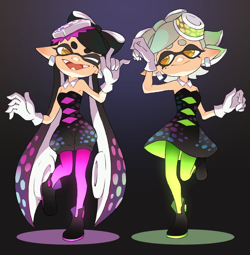 callie and marie (splatoon and 1 more) drawn by teo_(teorekka)