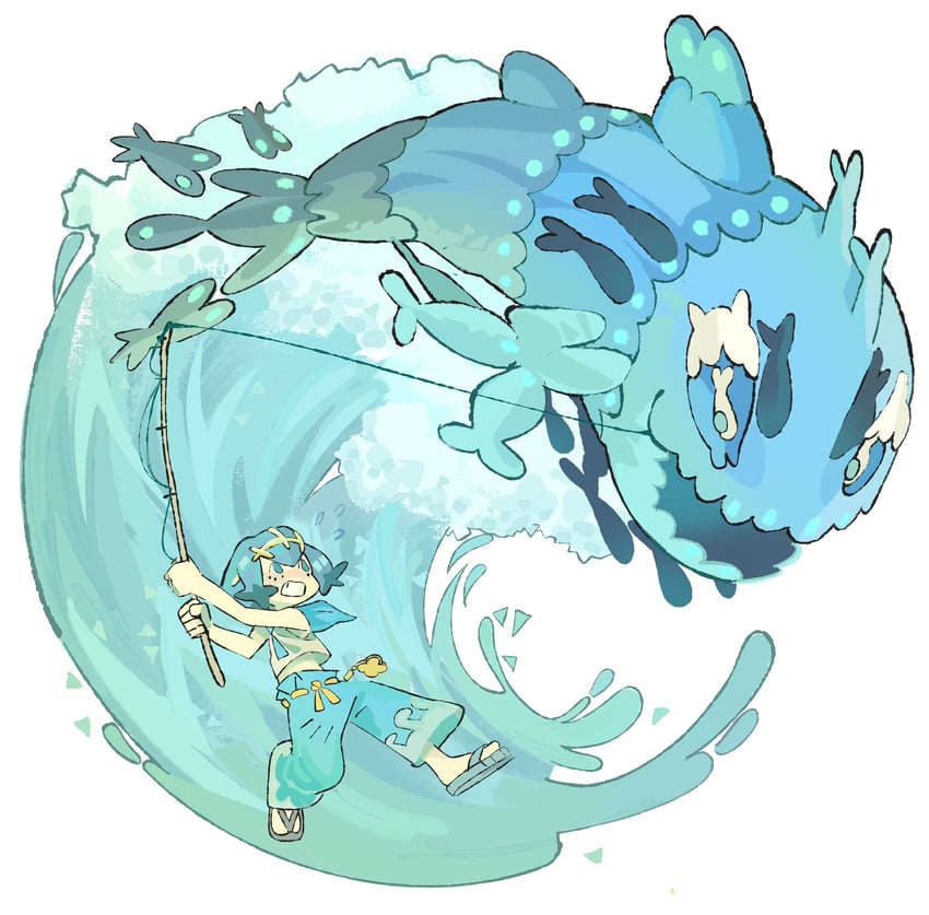 lana and wishiwashi (pokemon and 1 more) drawn by jaysoysaucee