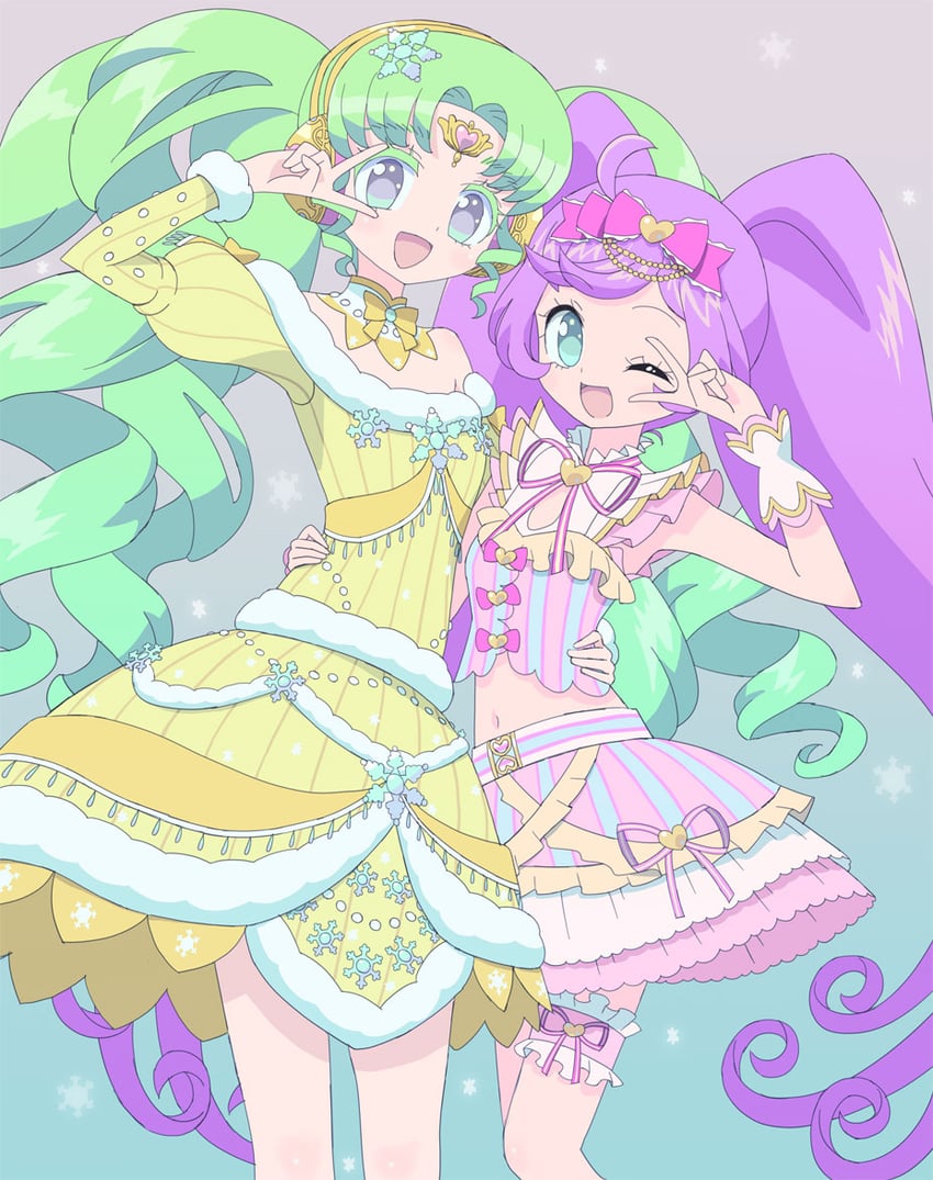 manaka laala and falulu (pretty series and 1 more) drawn by ku_(residual666)