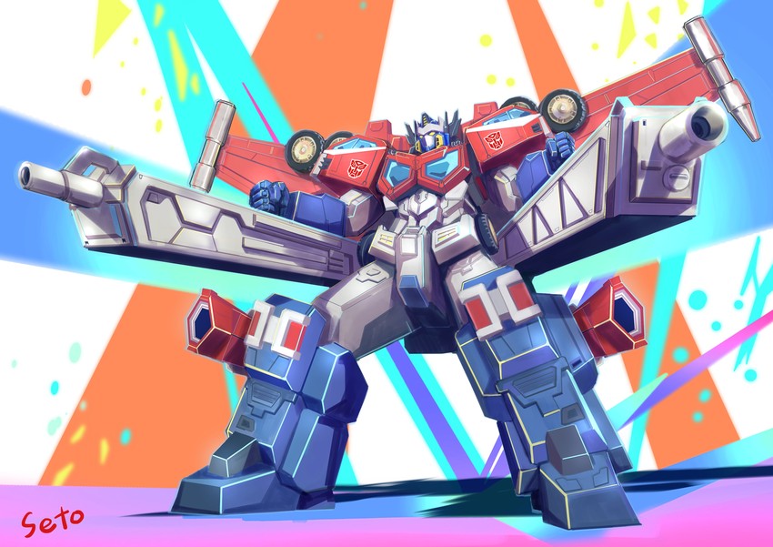 optimus prime and galaxy convoy (transformers and 2 more) drawn by seto_(atsushi533822)