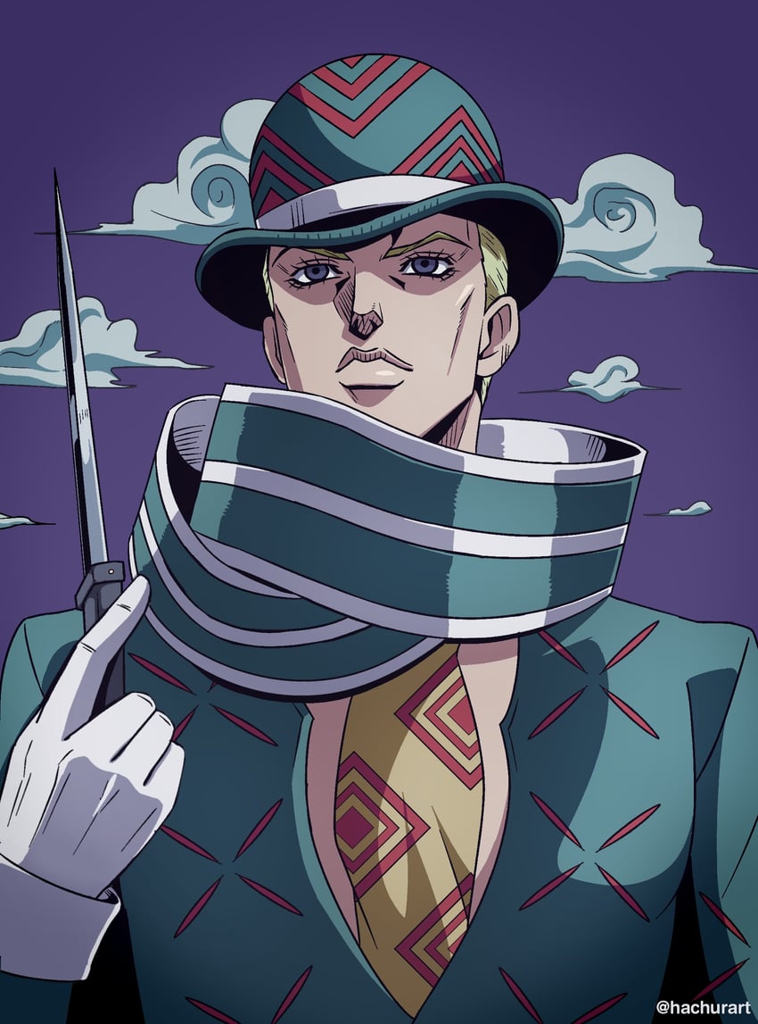 kira yoshikage (jojo no kimyou na bouken and 1 more) drawn by hachuart