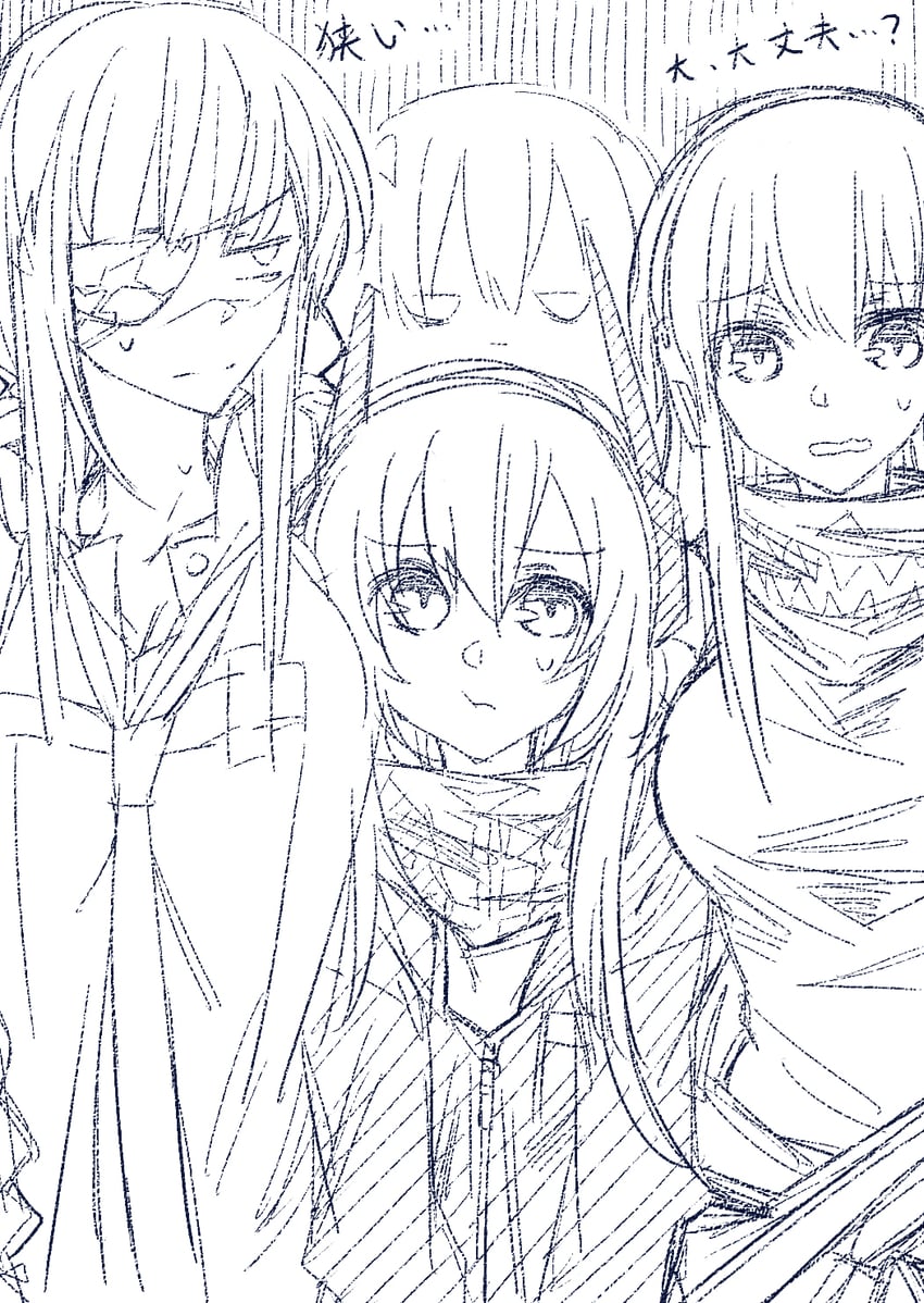m16a1, m4a1, m4 sopmod ii, and st ar-15 (girls' frontline) drawn by su_xiao_jei
