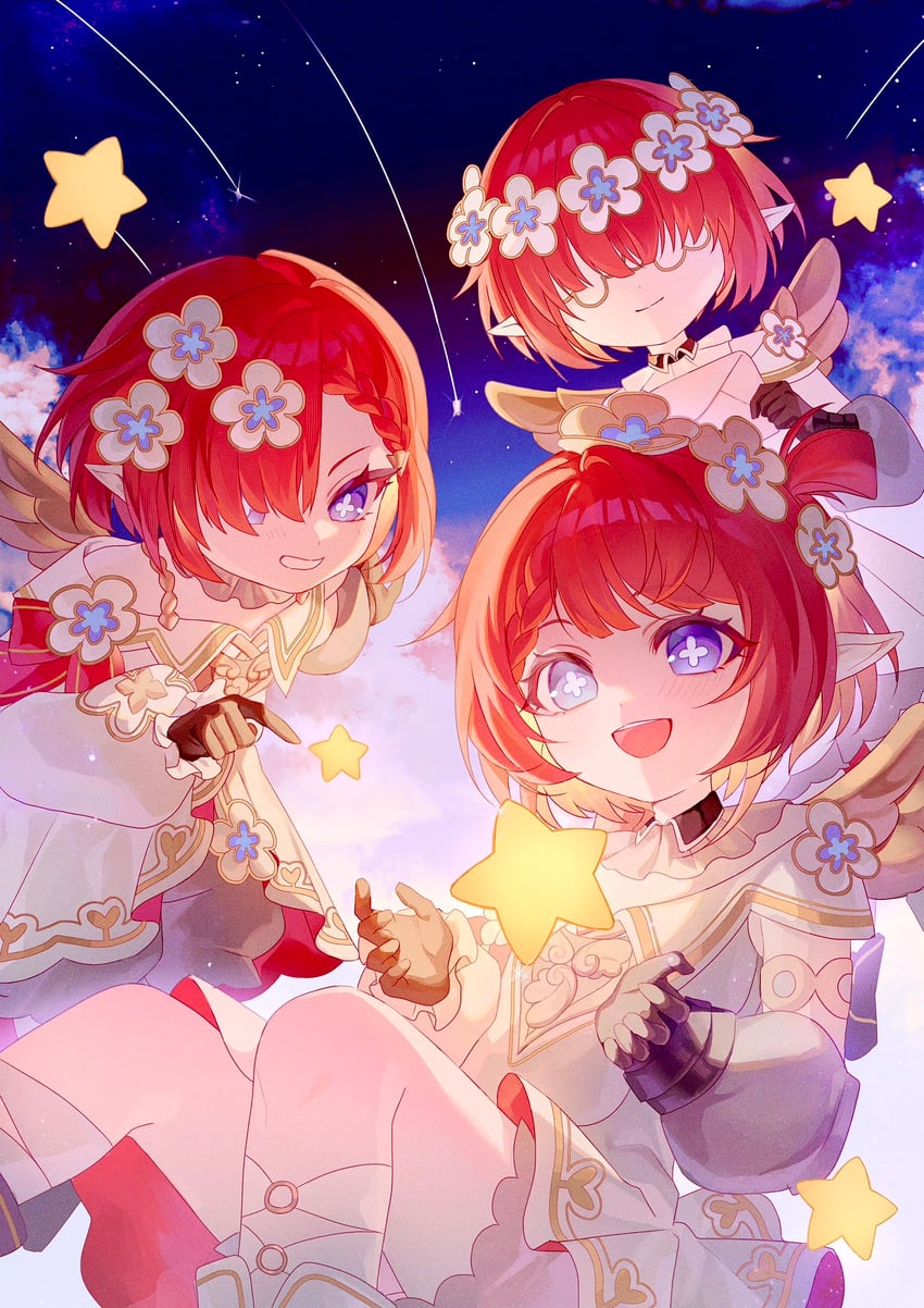 tribbie, trianne, and trinnon (honkai and 1 more) drawn by ki_1315