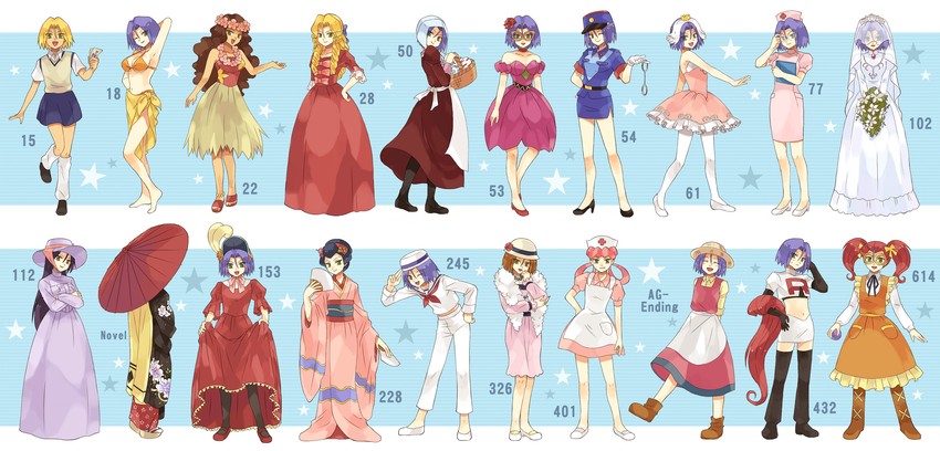 jessie, james, joy, and jenny (pokemon and 2 more) drawn by usao_(313131)