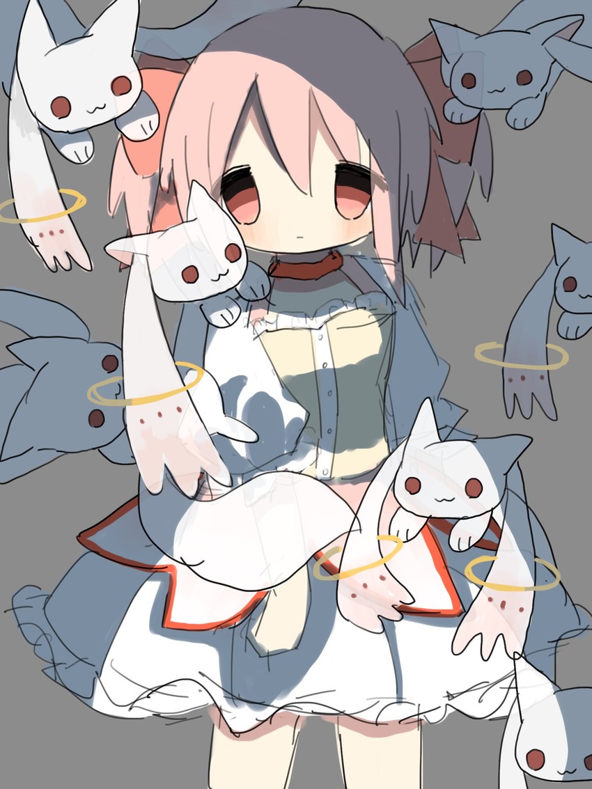kaname madoka and kyubey (mahou shoujo madoka magica) drawn by matcha_ore_p