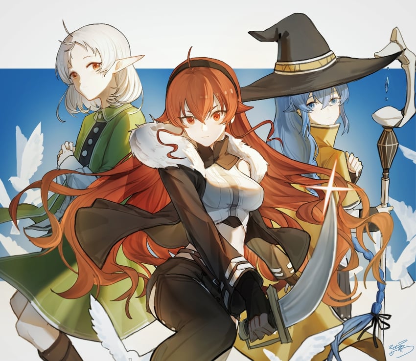 roxy migurdia, eris greyrat, and sylphiette (mushoku tensei) drawn by yisjhui