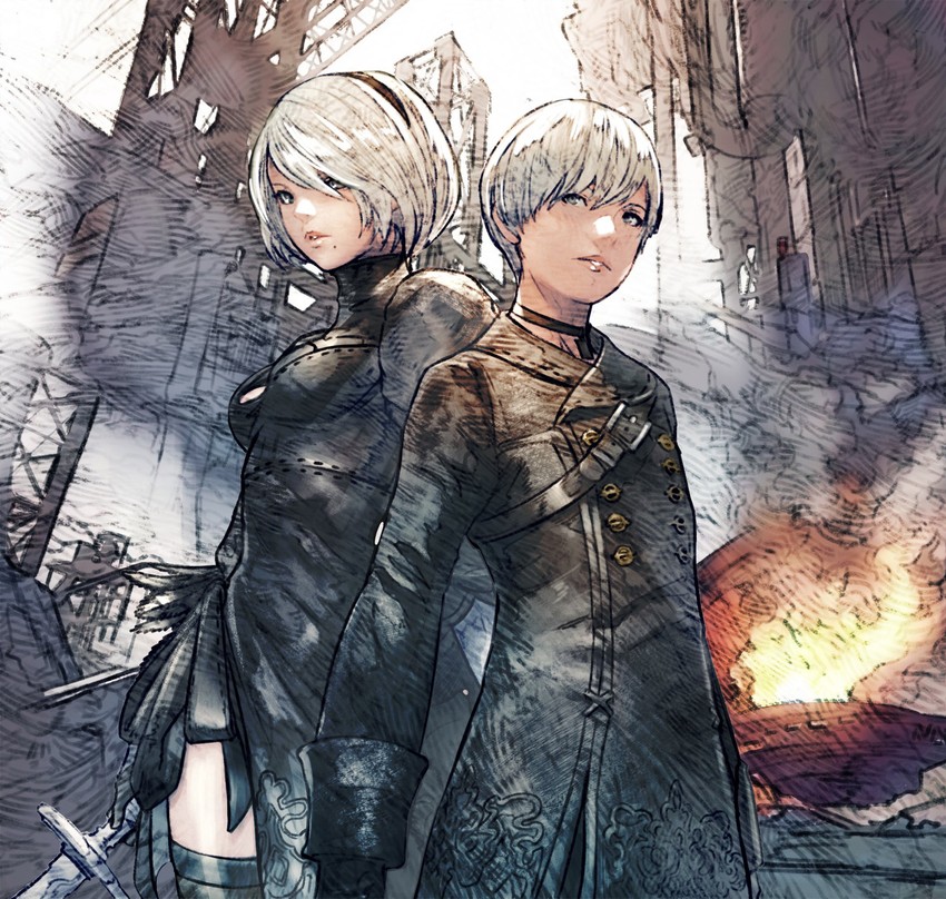 2b and 9s (nier and 2 more) drawn by shukei