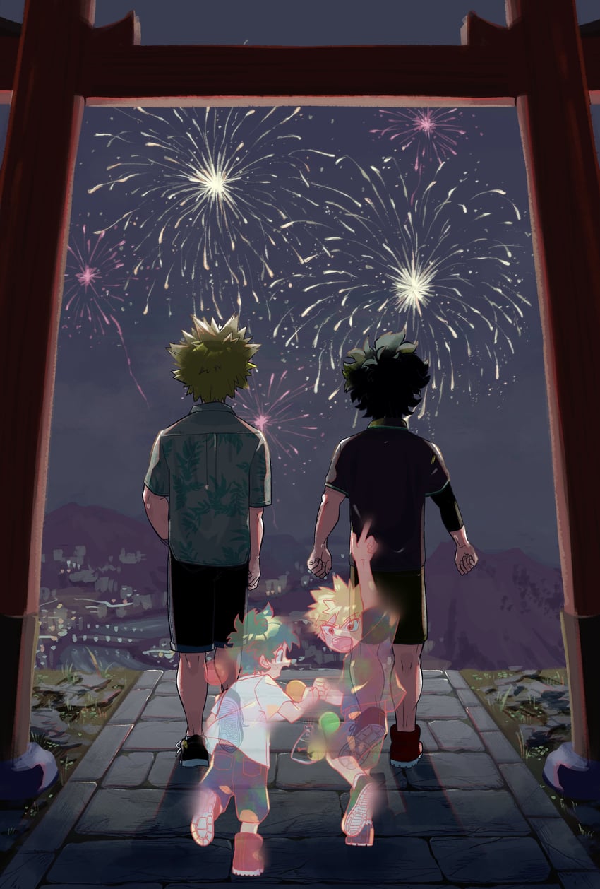 midoriya izuku and bakugou katsuki (boku no hero academia) drawn by niwa2wa_tori