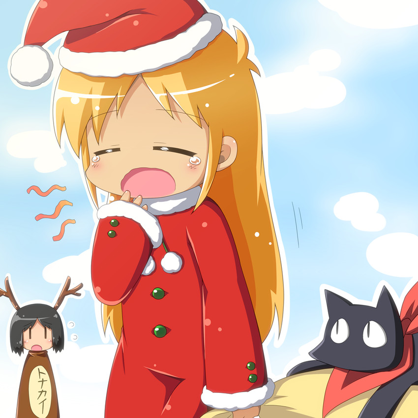 shinonome nano, professor shinonome, and sakamoto (nichijou) drawn by jinnouchi_akira