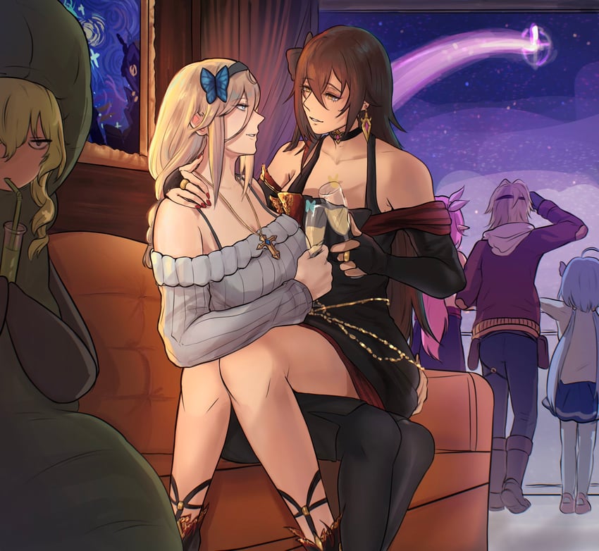 elysia, mobius, aponia, griseo, eden, and 1 more (honkai and 1 more) drawn by farcicalhelix