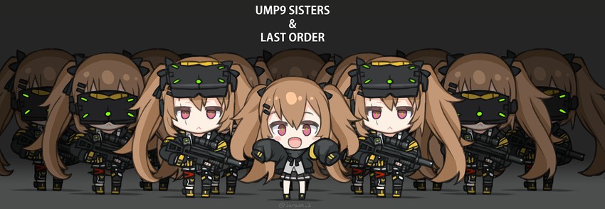 ump9, last order, and misaka imouto (girls' frontline and 2 more) drawn by ran_system