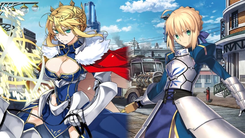 artoria pendragon and saber (fate and 1 more) drawn by ishida_akira and takeuchi_takashi