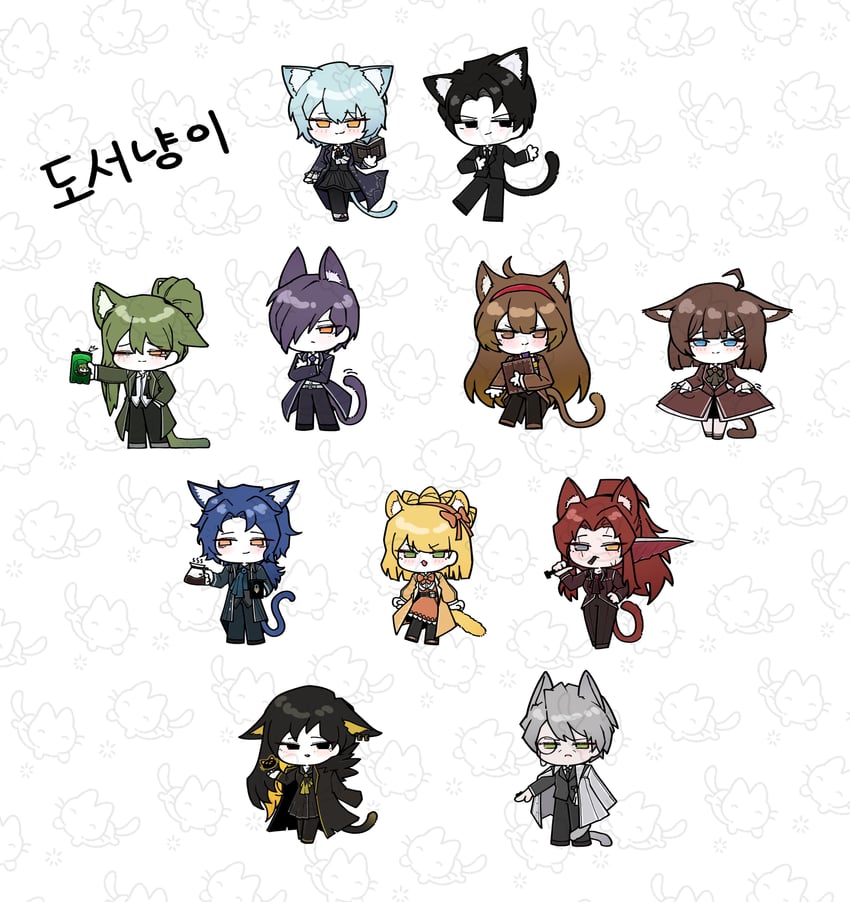 angela, roland, netzach, binah, hod, and 6 more (project moon and 1 more) drawn by jjong_(7_jjong_9)