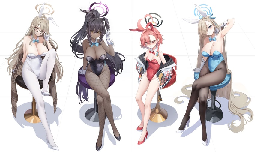 asuna, karin, neru, and akane (blue archive) drawn by chirang