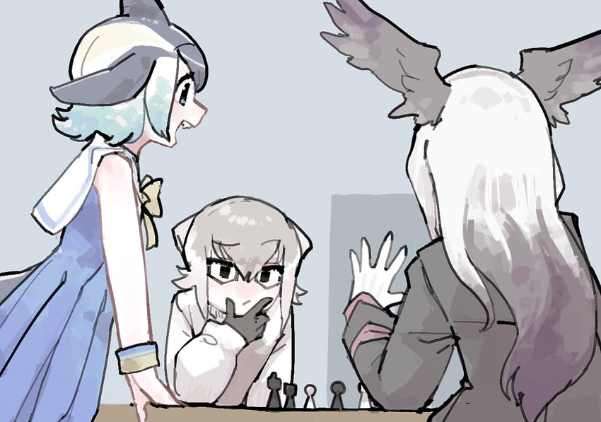 common dolphin, meerkat, and bald eagle (kemono friends) drawn by toki_reatle