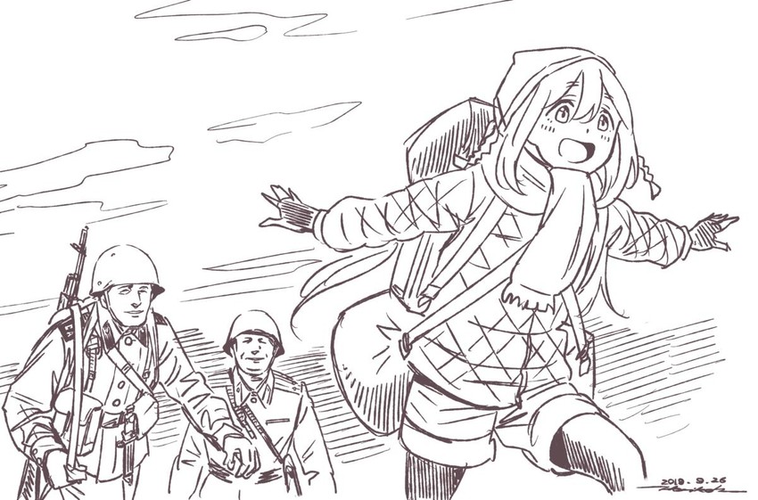kagamihara nadeshiko (real life and 1 more) drawn by horikou