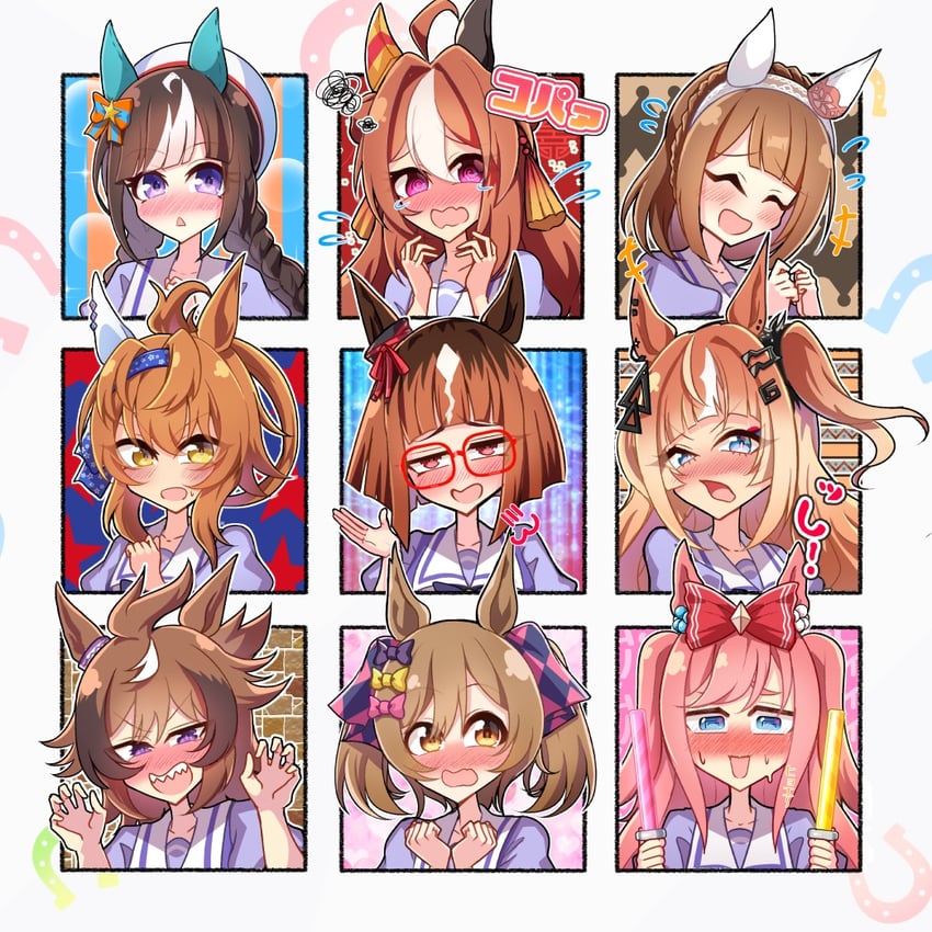 agnes digital, smart falcon, hokko tarumae, copano rickey, transcend, and 3 more (umamusume) drawn by a_passing_phantom