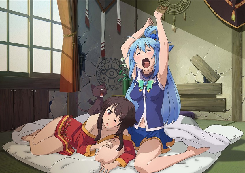 megumin, aqua, and chomusuke (kono subarashii sekai ni shukufuku wo!)
