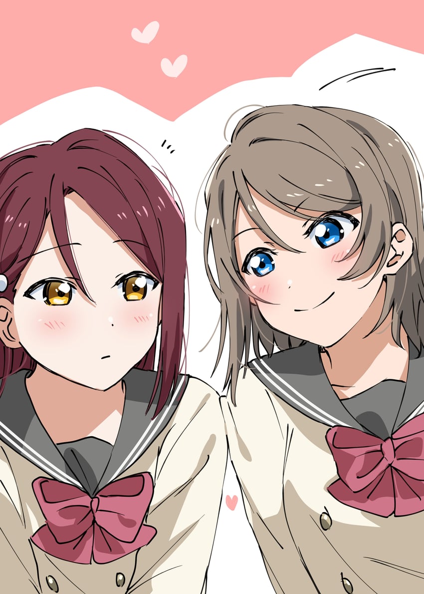 watanabe you and sakurauchi riko (love live! and 1 more) drawn by yuchi_(salmon-1000)