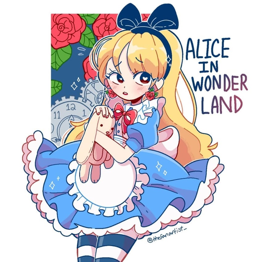 alice (alice's adventures in wonderland) drawn by millky_pop