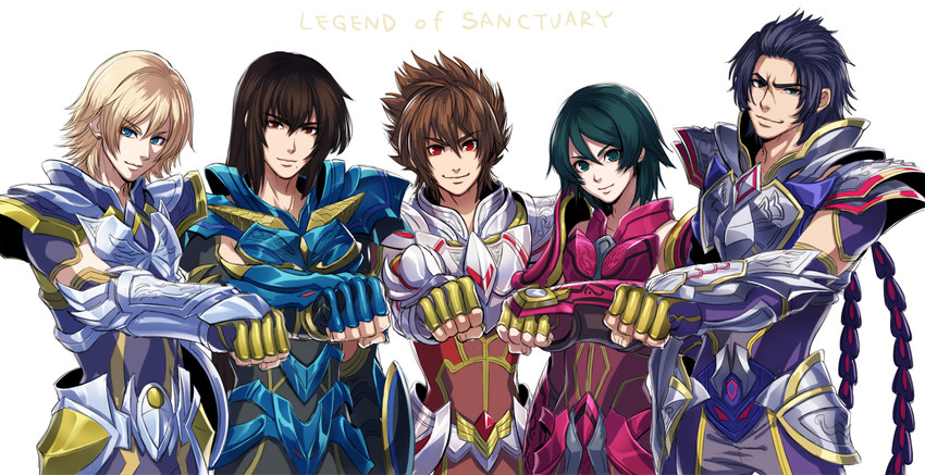 pegasus seiya, andromeda shun, dragon shiryuu, cygnus hyouga, and phoenix ikki (saint seiya and 1 more) drawn by enmto