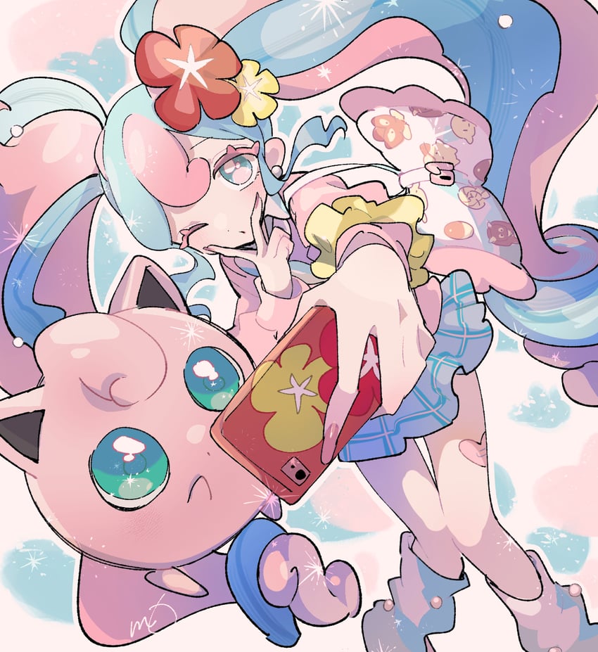 hatsune miku, jigglypuff, fairy miku, clefairy sprite, bull sprite, and 2 more (pokemon and 2 more) drawn by momose_(pon_pon_post)