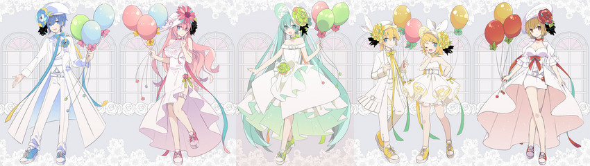 hatsune miku, kagamine rin, kagamine len, megurine luka, kaito, and 1 more (vocaloid) drawn by yoshiki