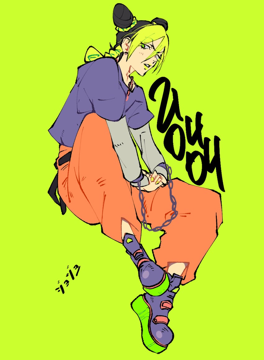kujo jolyne (jojo no kimyou na bouken and 1 more) drawn by jonya