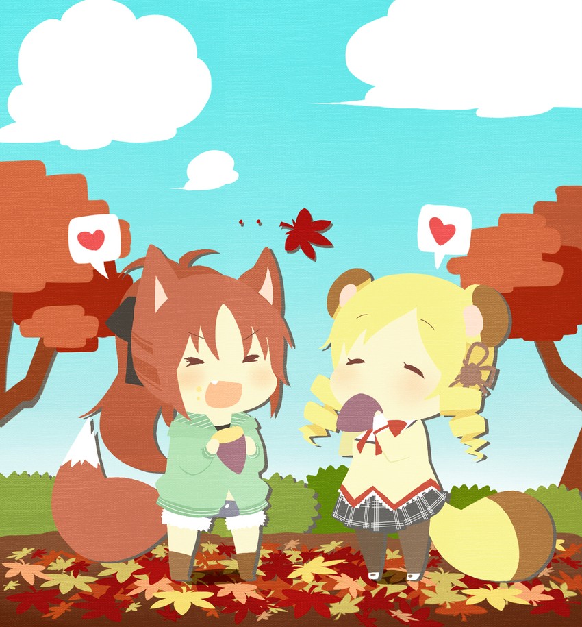 sakura kyoko and tomoe mami (mahou shoujo madoka magica) drawn by nori_senbei