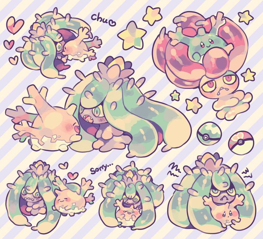 corsola and mareanie (pokemon) drawn by maru_(umc_a)
