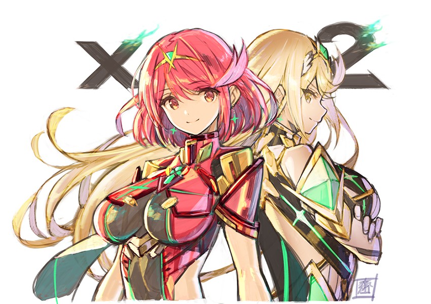 pyra and mythra (xenoblade chronicles and 1 more) drawn by saitou_masatsugu