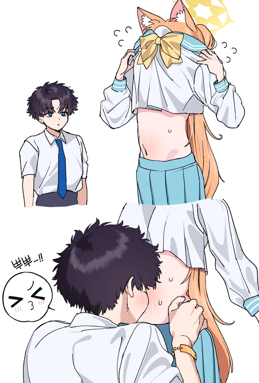 sensei and mari (blue archive) drawn by je_o_mo