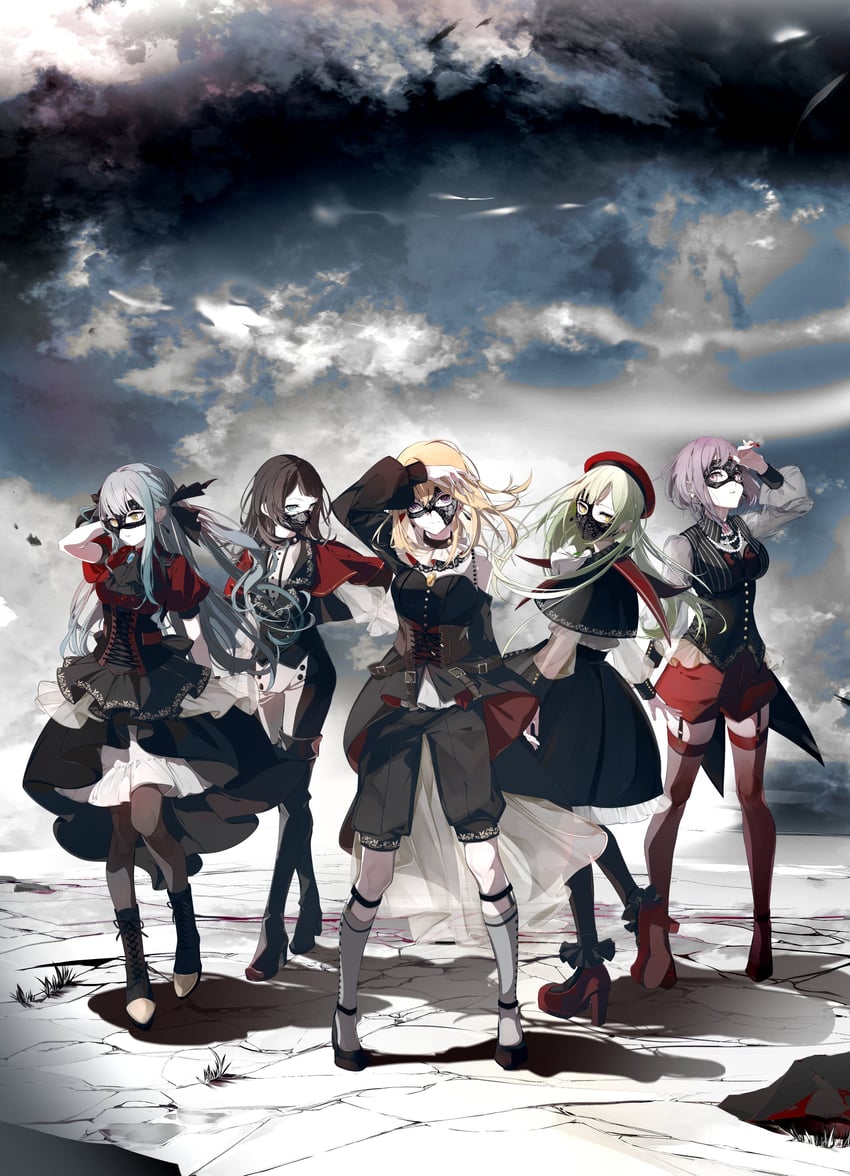togawa sakiko, wakaba mutsumi, yahata umiri, misumi uika, mortis, and 5 more (bang dream! and 1 more) drawn by yonemuro