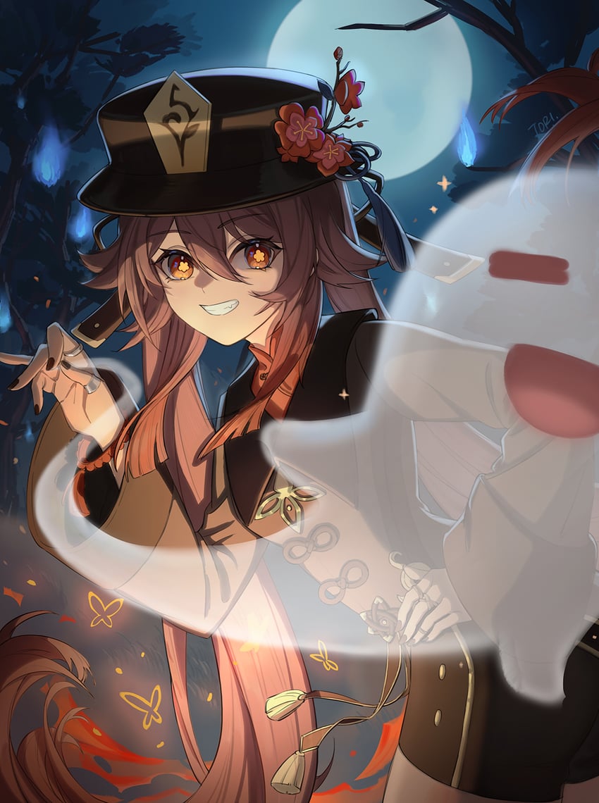 hu tao and boo tao (genshin impact) drawn by yktori