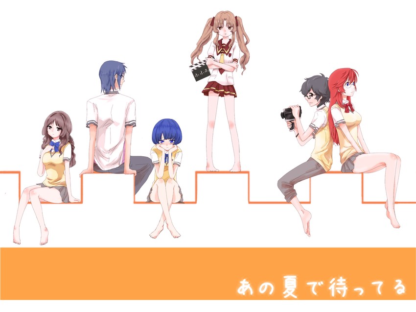 tanigawa kanna, takatsuki ichika, yamano remon, kitahara mio, rinon, and 2 more (ano natsu de matteru) drawn by niko_(toaru06)