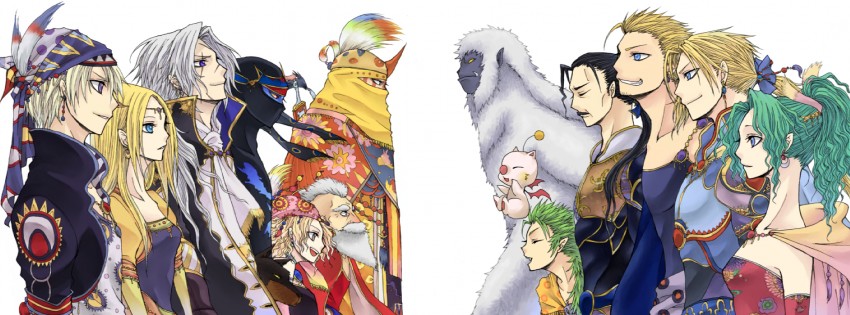 terra branford, moogle, celes chere, locke cole, relm arrowny, and 10 more (final fantasy and 1 more) drawn by sano_(merrymerry)