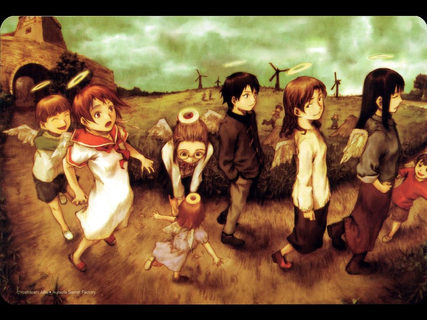 rakka, reki, kana, hikari, nemu, and 2 more (haibane renmei) drawn by abe_yoshitoshi