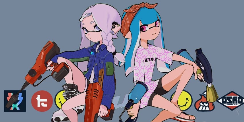 inkling player character and inkling girl (splatoon) drawn by imaikuy0