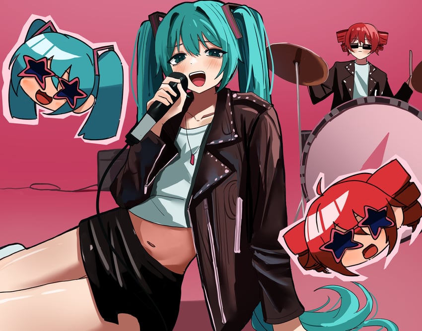 hatsune miku and kasane teto (vocaloid and 2 more) drawn by mykokampfwagen