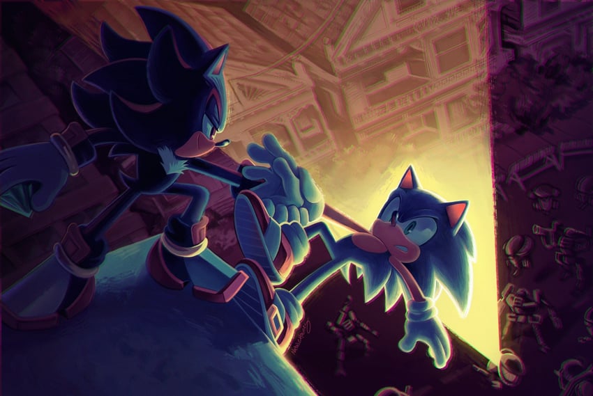 sonic the hedgehog, shadow the hedgehog, gun beetle, and gun hunter (sonic and 1 more) drawn by natalie_haines