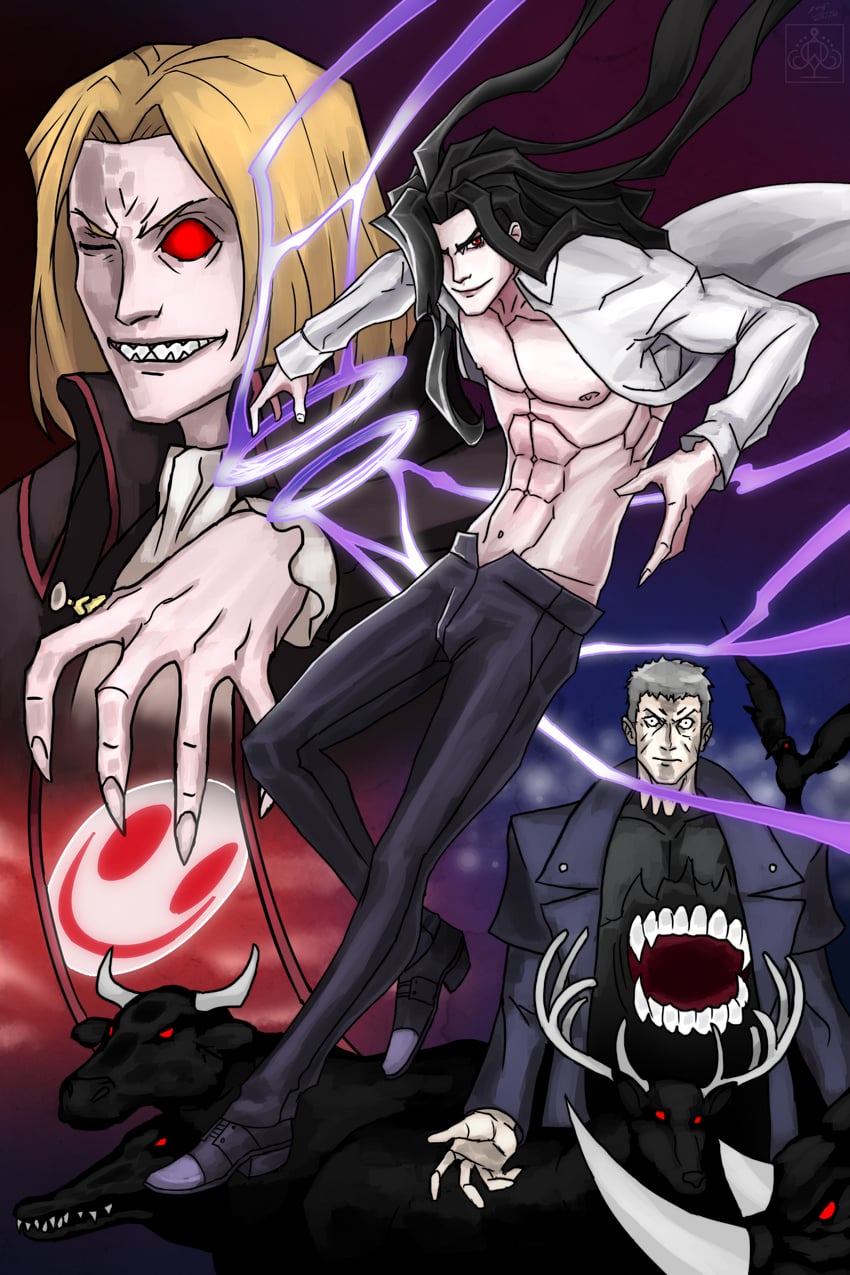 michael roa valdamjong, nrvnqsr chaos, and wallachia (tsukihime and 1 more) drawn by dvd_1013