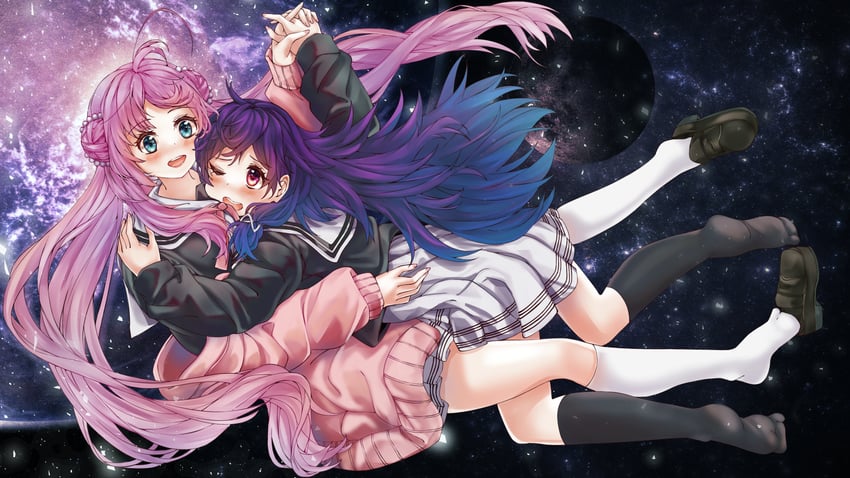 konohoshi umika and akeuchi yuu (hoshikuzu telepath) drawn by fuwanian