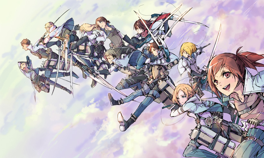 mikasa ackerman, eren yeager, krista lenz, reiner braun, ymir, and 6 more (shingeki no kyojin) drawn by yanzhan